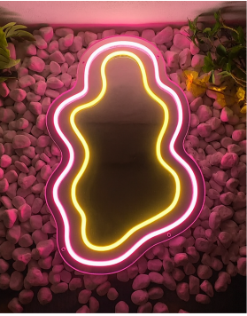 Neon Çerçeveli Dekoratif Ayna