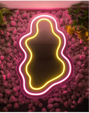 Neon Çerçeveli Dekoratif Ayna