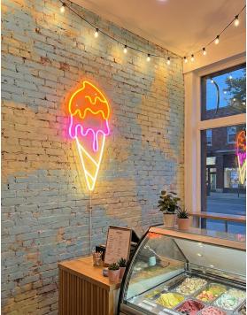 Renkli Dondurma Neon Tabela